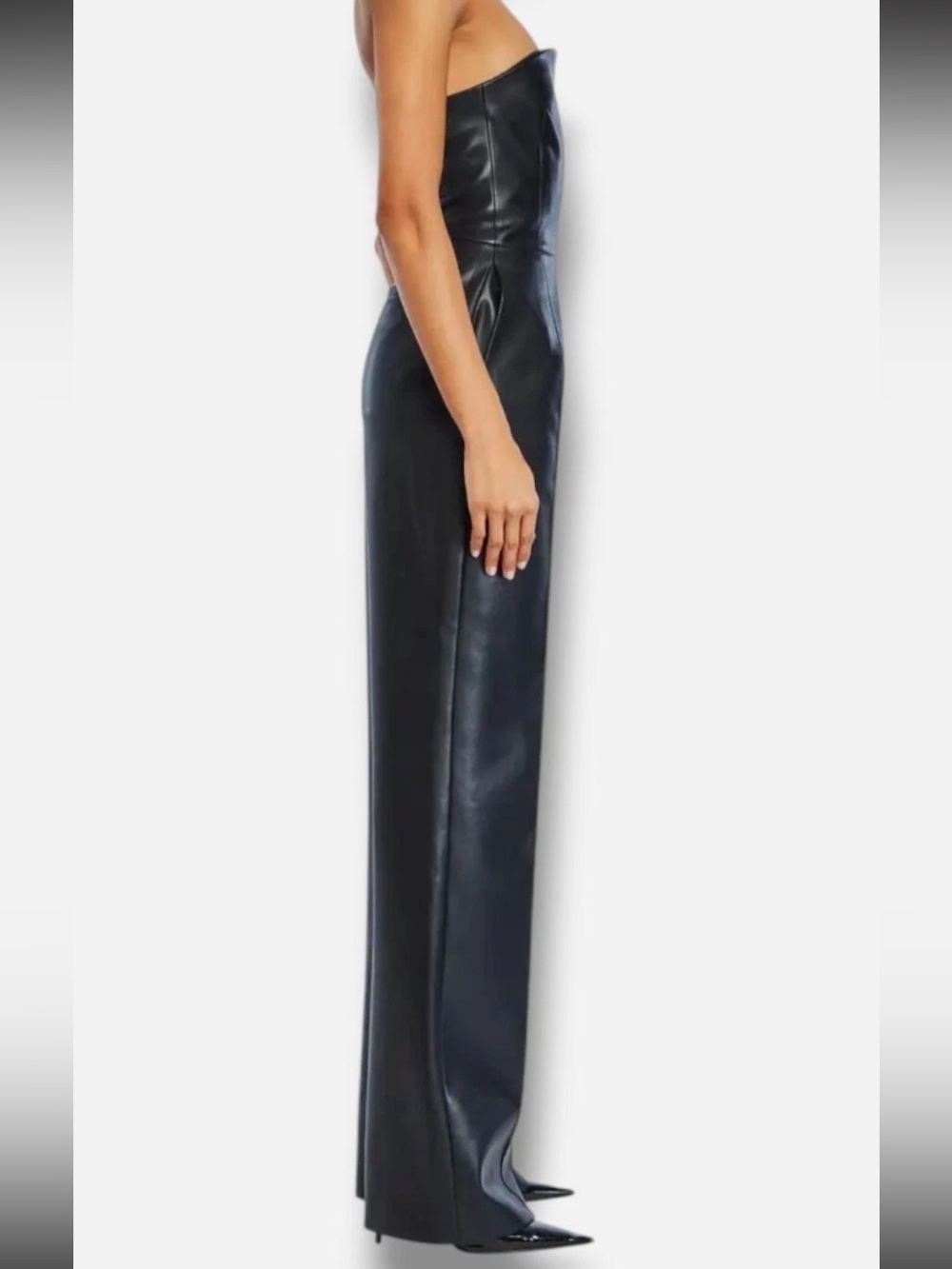SER.O.YA Black Faux Leather Wide-Leg Jumpsuit - Picture 2 of 7